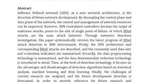 Overview of DDoS Attack Detection in Software Defined Networks