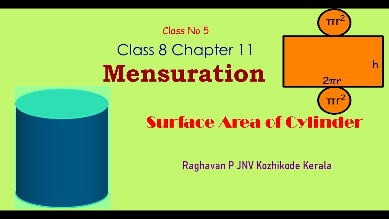 Surface area of a Cylinder Class no 5 Class 8 Chapter 11 MENSURATION