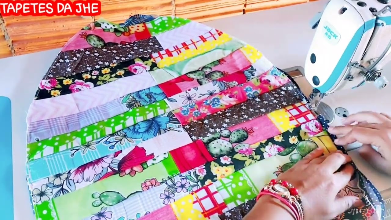 TAPETE DE PEIXE FEITO COM TIRAS FINAS EMENDADAS🔥APROVEITANDO RETALHOS