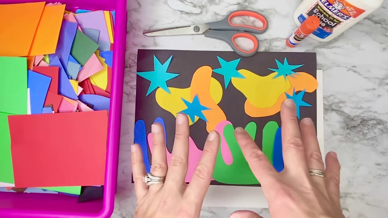 Matisse Paper Cut Outs Tutorial For Kids - YouTube