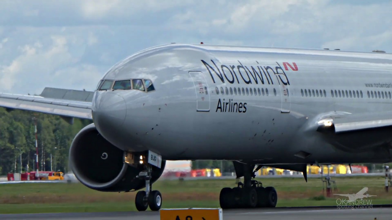 Боинг 777-200 Nordwind Airlines посадка и взлет - YouTube