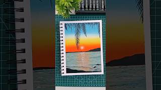 Sunset Beach Scenery Drawing 🌅 | Easy Oil Pastel Art | #shorts #art