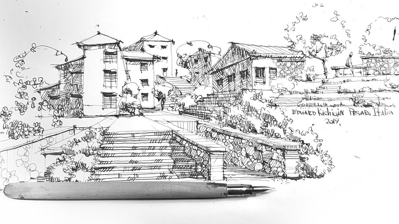 Проектная графика. Как нарисовать. Перо, Линер, ручка. Скетчинг. Стрим из Италии. Эдуард Кичигин