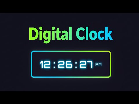 How to create a Real-Time Digital Clock using HTML CSS & JavaScript tutorial