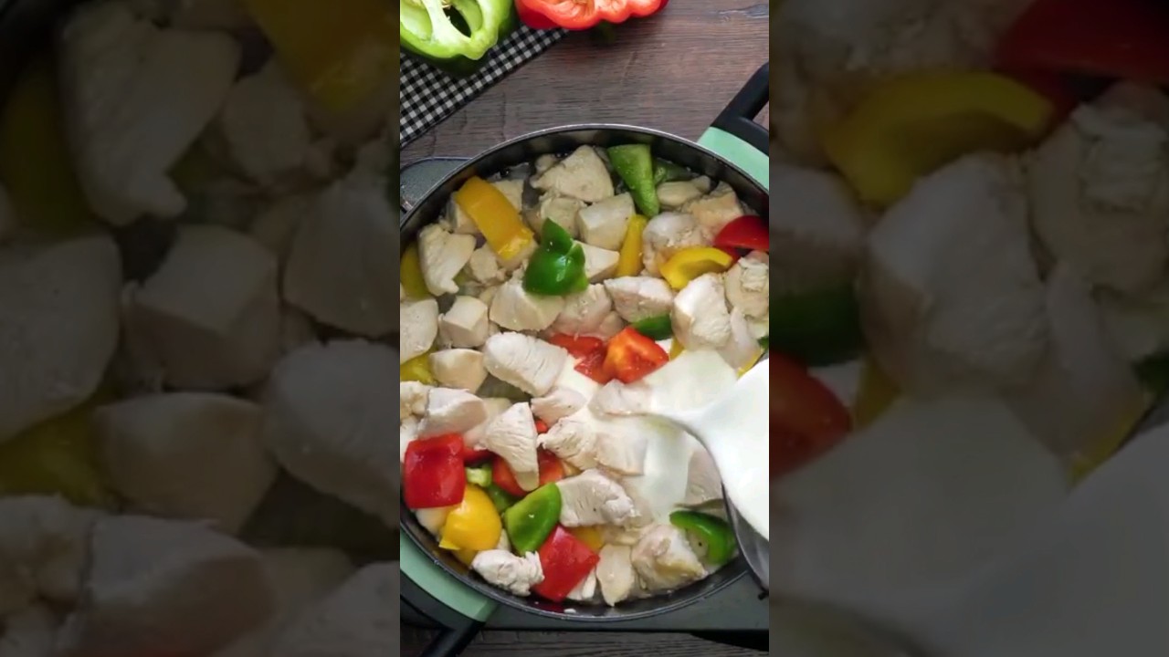 Schnelle Pasta mit Gemüse und Geschnetzeltem | Bunte Nudelpfanne # ...