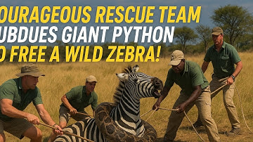 Courageous Rescue Team Subdues Giant Python to Free a Wild Zebra!