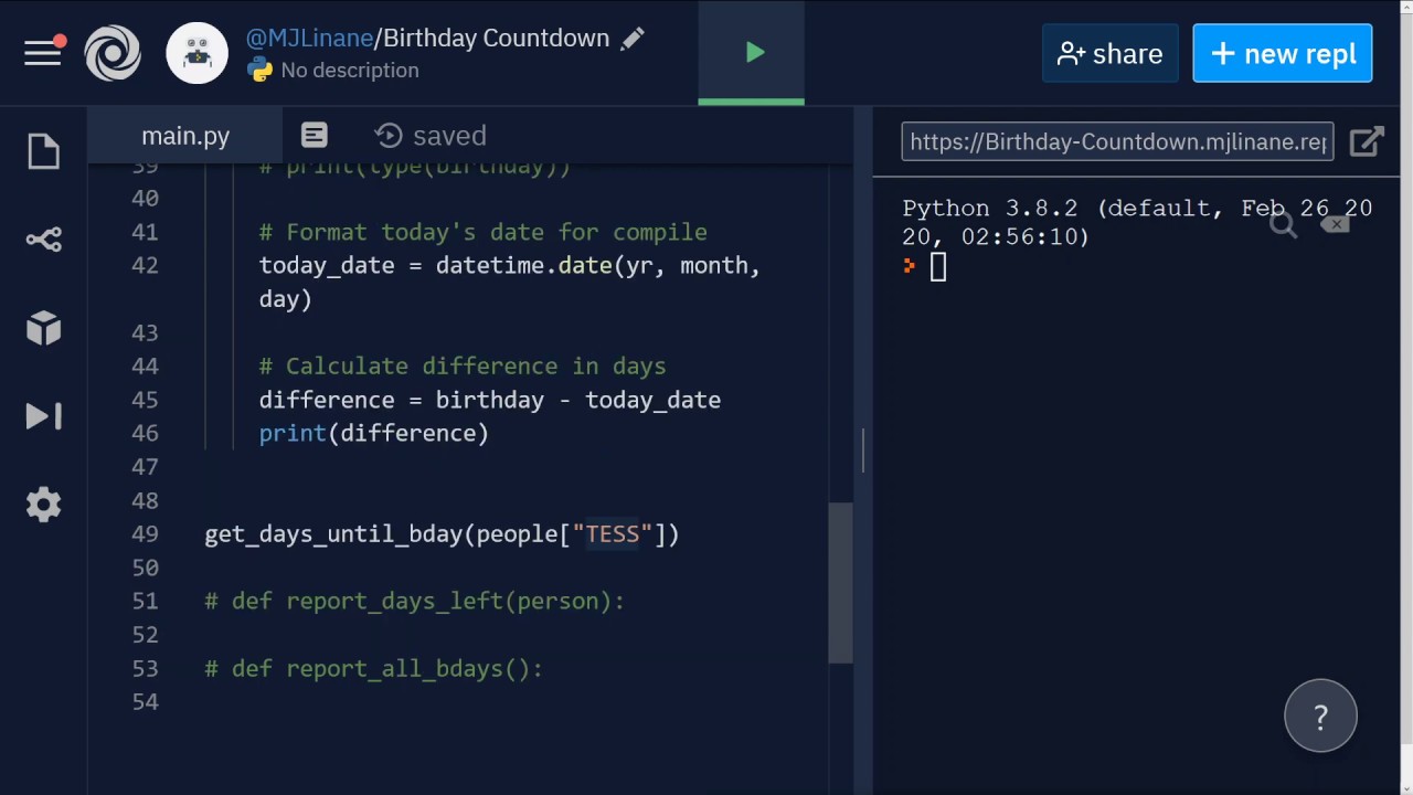 Python Birthday Tracker Part 2 (Return Functions) - YouTube