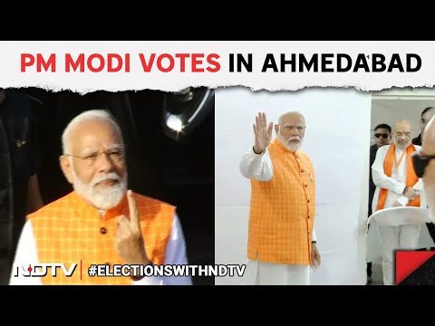 PM Modi Casts His Vote In Ahmedabad, Huge Crowd Gathers Outside Voting Booth @NDTV