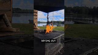 Making fire in the Rain - St. Olavsleden @stolavsleden #walkingtonorway #baltictoatlantic #fire @whatsnottohike