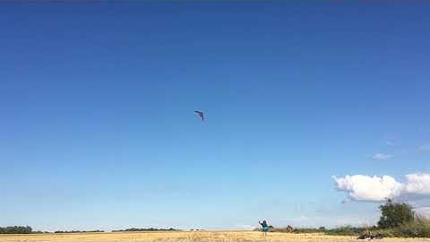 Endlich: Testaufnahme - Flug mit HQ-Whizz (pimped) bei konstant 3-3.5 Bft. / Fehmarn-Feld