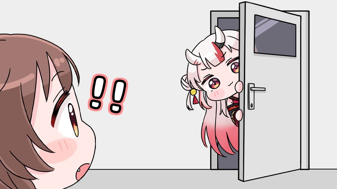 Ayame keeps staring at Korone through the space in the door[Animated Hololive/Eng sub]