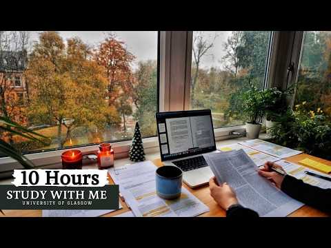 Study With Me In Real Time — Rainy Day Focus Room (10 Hours, No Music)