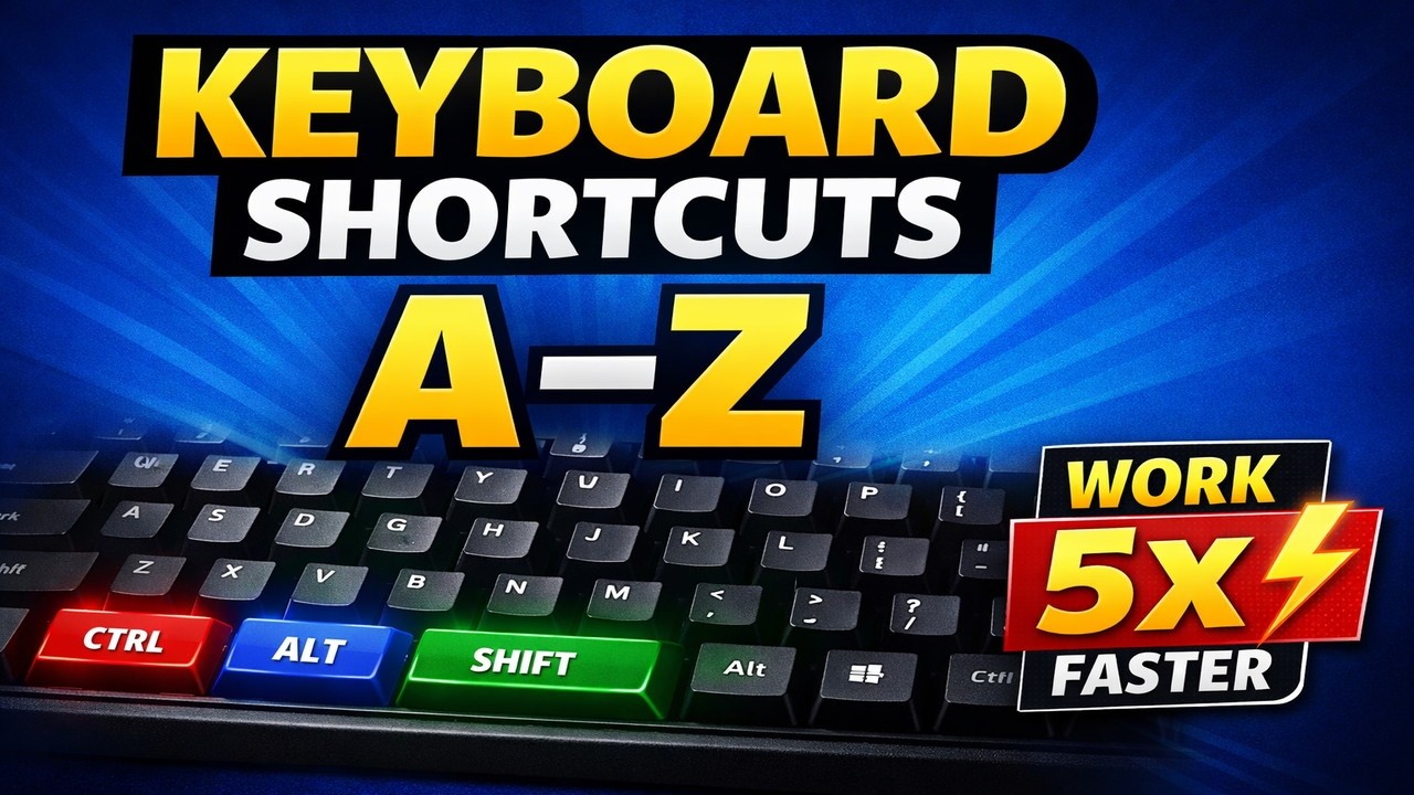 Keyboard Shortcuts A–Z | Complete Shortcut Keys Guide to Work Faster (Windows & PC)
