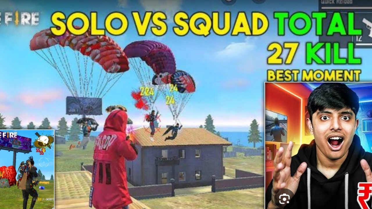 Solo Vs Squad 😲 Full Free Fire Gameplay - YouTube