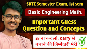 Basic Engineering Mathematics important guess questions and concepts | Math vvi question #sbte #exam