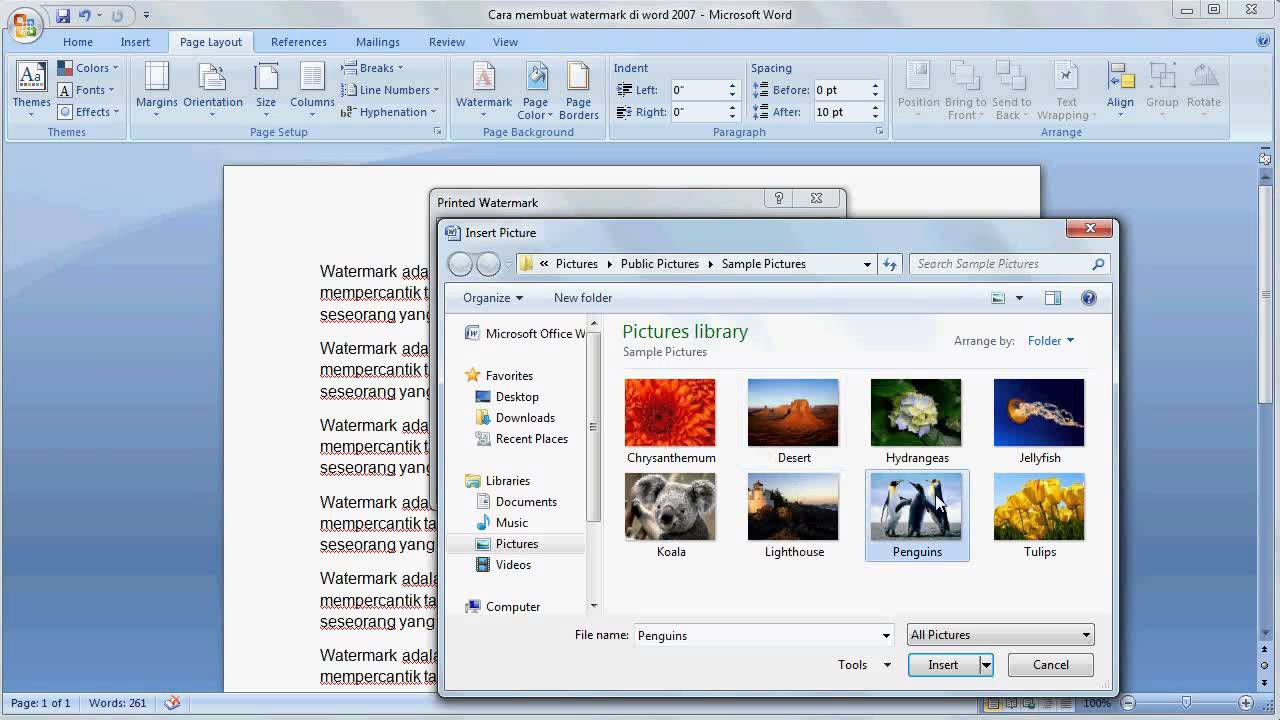 Belajar Microsoft Word 2007 Cara Membuat Picture Watermark Word 2007 Youtube