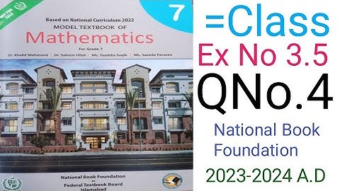 Mathematic Class 7 Exercise 3.5 Question No 4 National Book Foundational