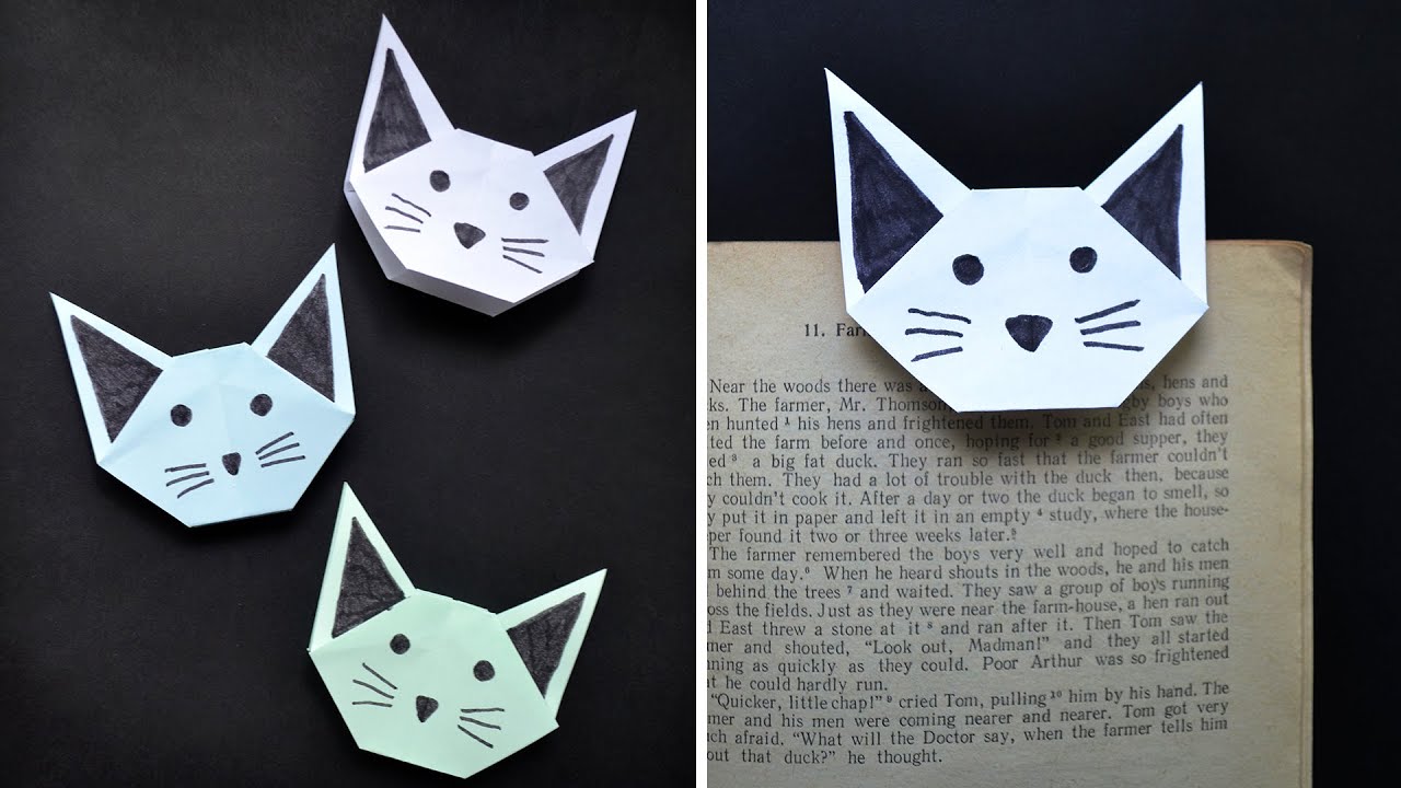 Paper Bookmark Cat Easy Origami Tutorial Diy By Colormania Youtube