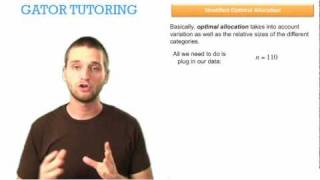 Business Statistics, QMB3250: Stratified Optimal Allocation
