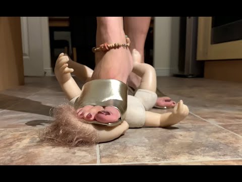 Toy Doll Crush Walkover ASMR Crush Fetish in Golden Mules Sticky Sweaty Feet Part 2 #asmr #crush