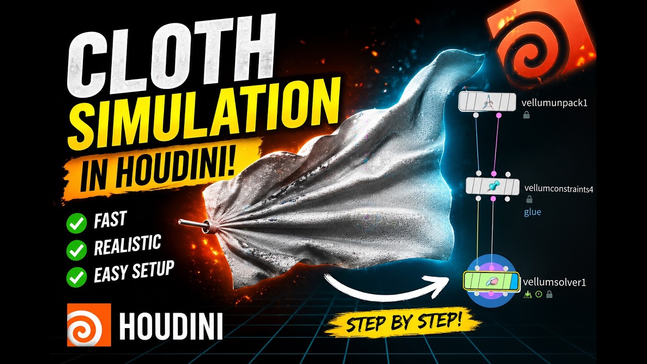 Houdini Cloth simulation tutorial | Houdini Cloth Beginner Tutorial # ...