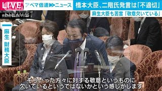 二階氏発言に・・・麻生大臣も苦言「敬意欠いている」(2021年2月9日)