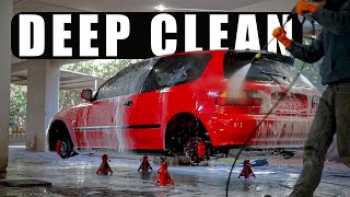 Winter Wash  30 Year old Honda Civic Hatchback Exterior Deep Clean   Auto Detailing