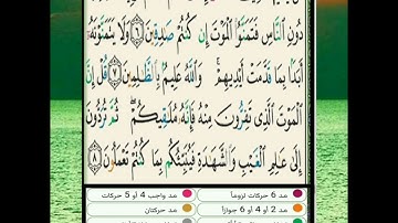 سورة الجمعة: تفصيل الأحكام من الآية 6 إلى الآية 8برواية حفص عن عاصم 🌴🦜.