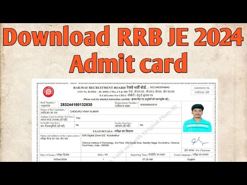 RRB JE Admit Card download || Admit card download RRB JE #rrb ...