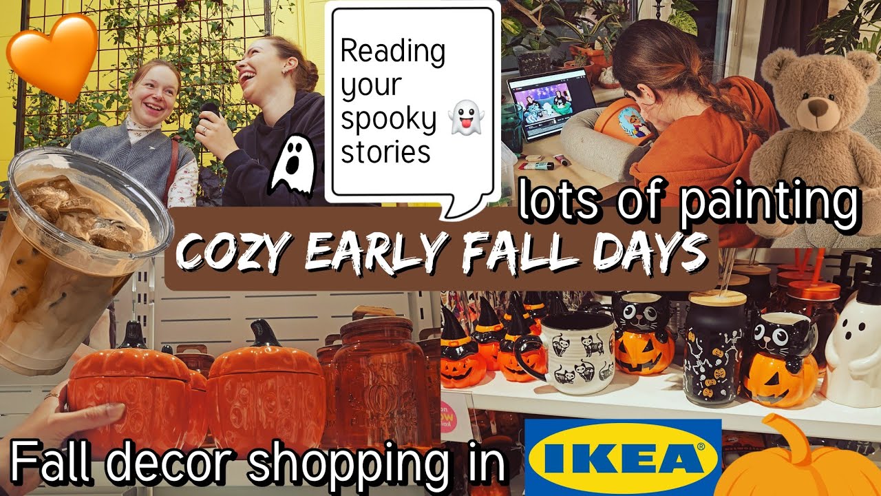 Fall decor shopping in IKEA🤎 spooky ghost stories👻 painting pet portraits 🐈‍⬛ and nature walks 🍂