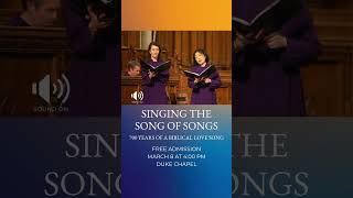 Singing the Song of Songs
The verses of the Bibles Song of Songs have inspired composers for centuries with their expressive poetry. In a concert titled Singing the Song of Songs on Sunday, March 8, at 4:00 p.m., Dr. Philip Cave, Duke Chapels conductor-in-residence, and the Evensong Singers present settings of these texts from the fifteenth to the twenty-first century. Heard together, the pieces show how changing musical idioms continue to renew our encounter with this ancient poetry. Free admission.
See concert details: https://chapel.duke.edu/event/singing-song-songs-700-years-biblical-love-song-03-08-2026/?utm_source=youtube&utm_medium=social&utm_campaign=Sunday+Service Singing the Song of Songs