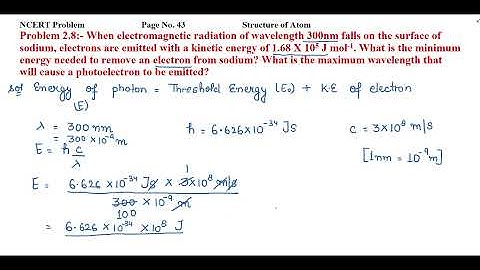 When electromagnetic radiation of wavelength 300nm falls on the surface of sodium, electrons are....