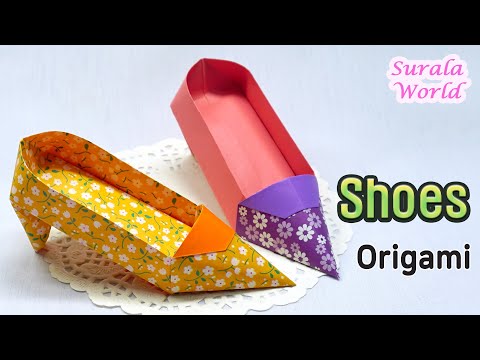Sheos Origami,  High heels, How to make Paper Shoes, Tutorial