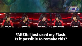 Engsub T1 Vs Dk In-Game Pause Comms Full Version Faker Flash