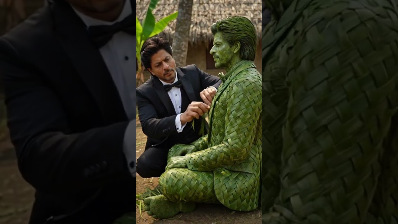 Today Shahrukh Khan sir make his own statue with the help of leaf