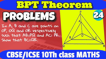 Basic Proportionality bpt thales Theorem  triangles Class 10 icse cbse chapter 6
