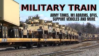 Military Train with Army Tanks, M1 Abrams, , Bradley's (BFV), support vehicles, and more!
