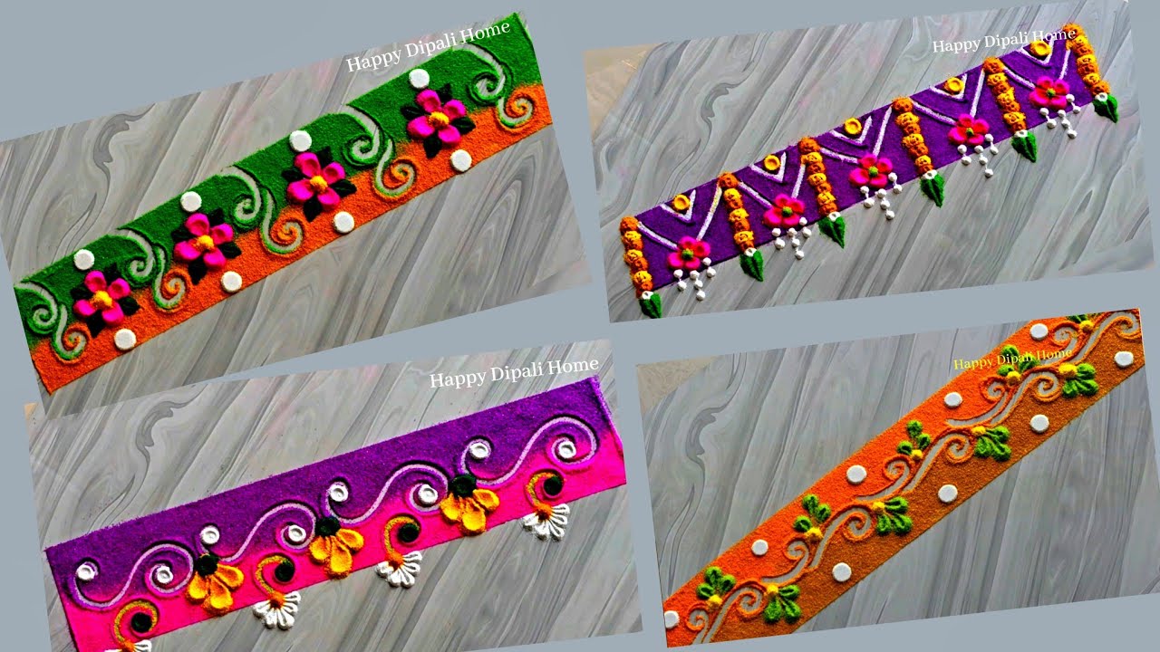 6 simple border rangoli designs | new year door side rangoli | rangoli ...
