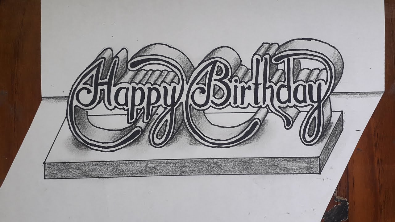 3d Writing Happy Birthday For Beginners / Easy Drawing Art - YouTube