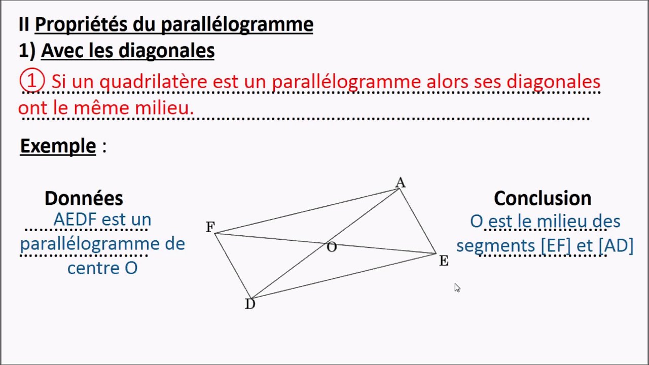 Niveau 5ème : Plg1 - Définition et propriétés d'un parallélogramme