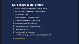 8.  MIPS Instruction Formats