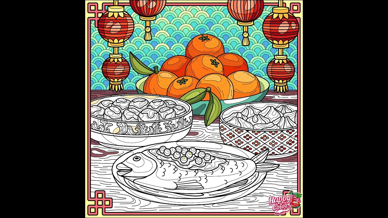 Happy Color By Number - Happy Lunar New Year Chinese New Year Good Meal Food For Dinner For Family