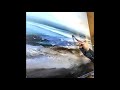 Seascape painting time lapse painting process on a large canvas with acrylic paint