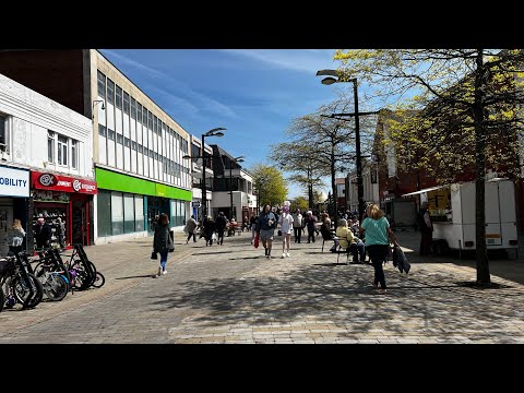 Walking in Fareham town centre Hampshire.