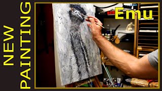 This is how I painted an Emu mixed media on canvas #acrylicpainting  #emu  #growyourchannel