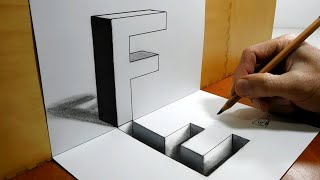 3D Trick Art on Paper, Letter F and its Hole