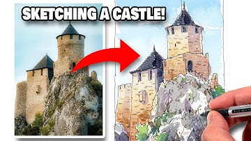 How To Sketch A Castle Ruin Loosely | Urban Sketching Tutorial STEP BY STEP