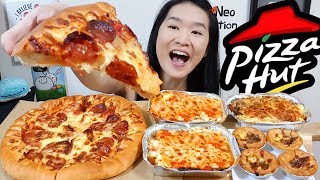 CHEESY PIZZA HUT FEAST!! Beef Pepperoni Pizza, Lasagne & Baked Chicken Pasta | Eating Show Mukbang