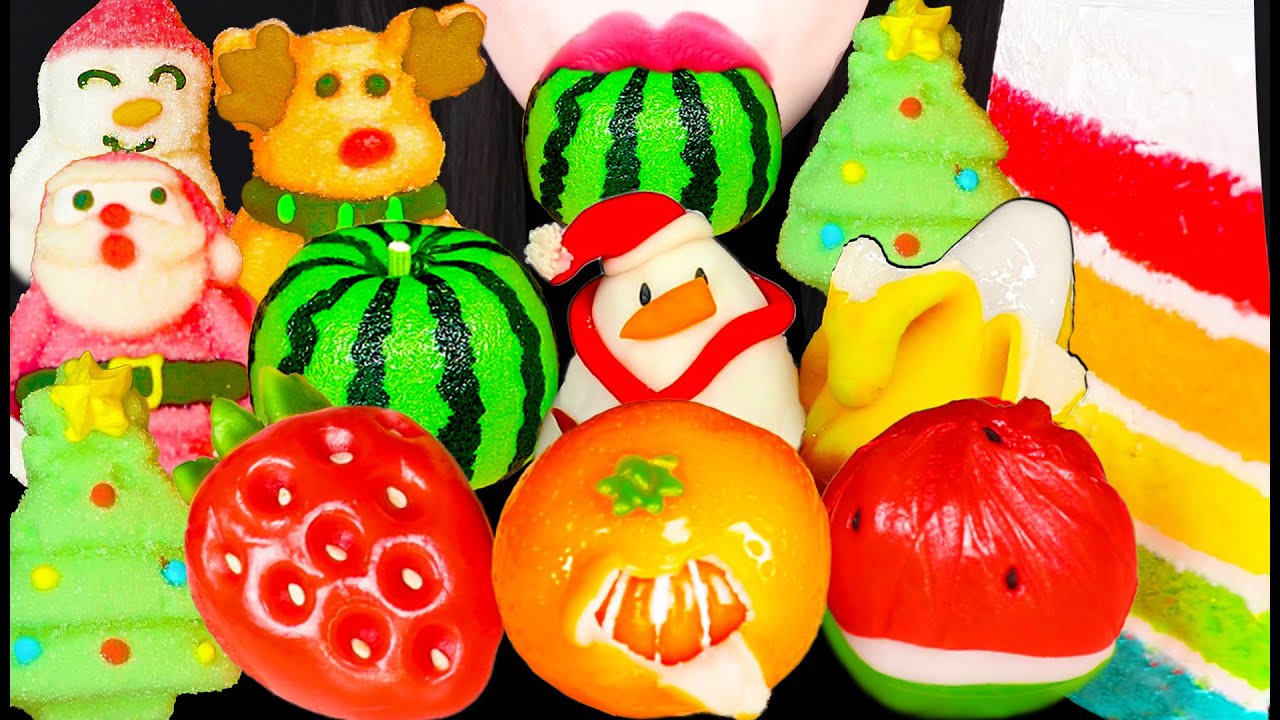 ASMR SWEET BEAN CAKES CHRISTMAS TREATS 화과자 먹방 MUKBANG