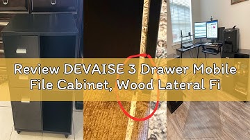Review DEVAISE 3 Drawer Mobile File Cabinet, Wood Lateral Filing Cabinet, Printer Stand with Open Sh